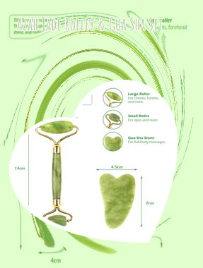 Jade facial roller and gua sha set